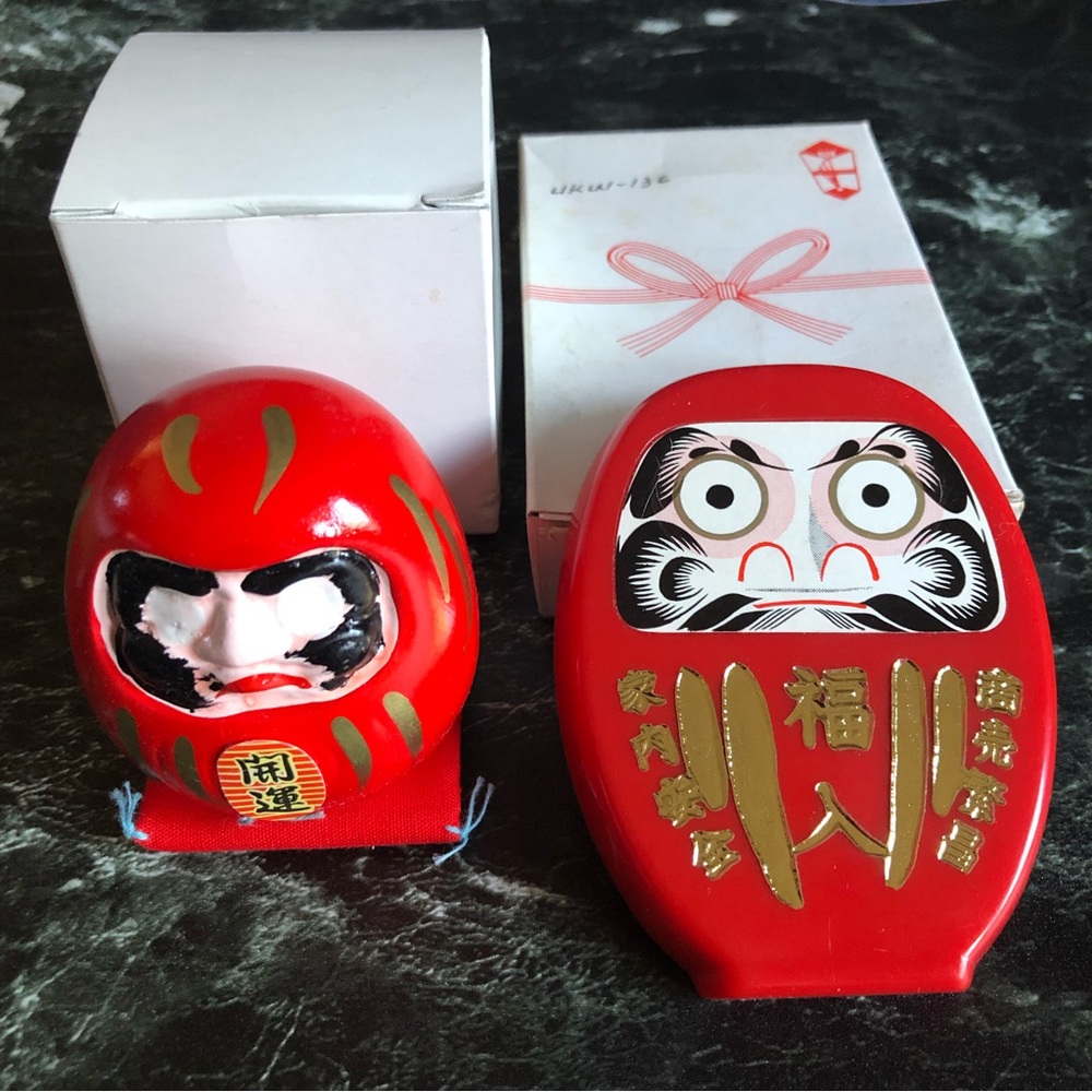Set of Mini Daruma Doll & Bottle Opener with Refrigerator Magnet